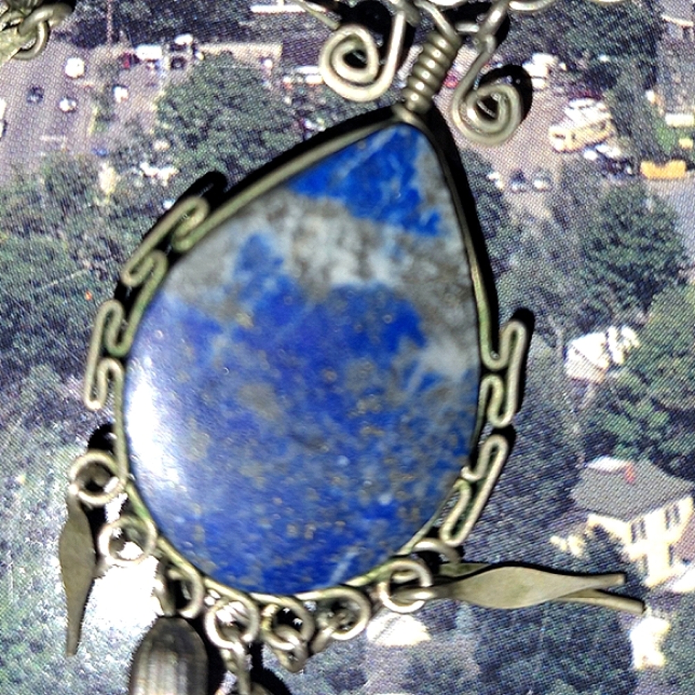Antique Lapis Stone Silver Necklace Tribal - Picture 4 of 5